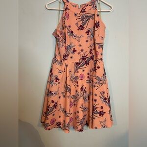 Copper Key One Shoulder Coral Floral Dress